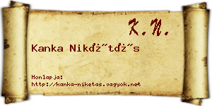Kanka Nikétás névjegykártya